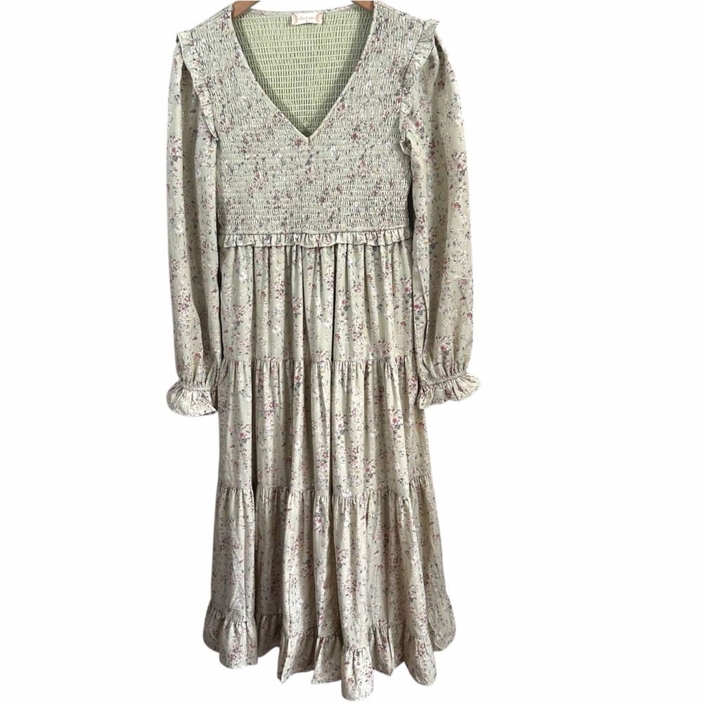 Altar'd State Prairie Dress Floral Smocked Tiered Cottagecore Maxi Dress Sz Med